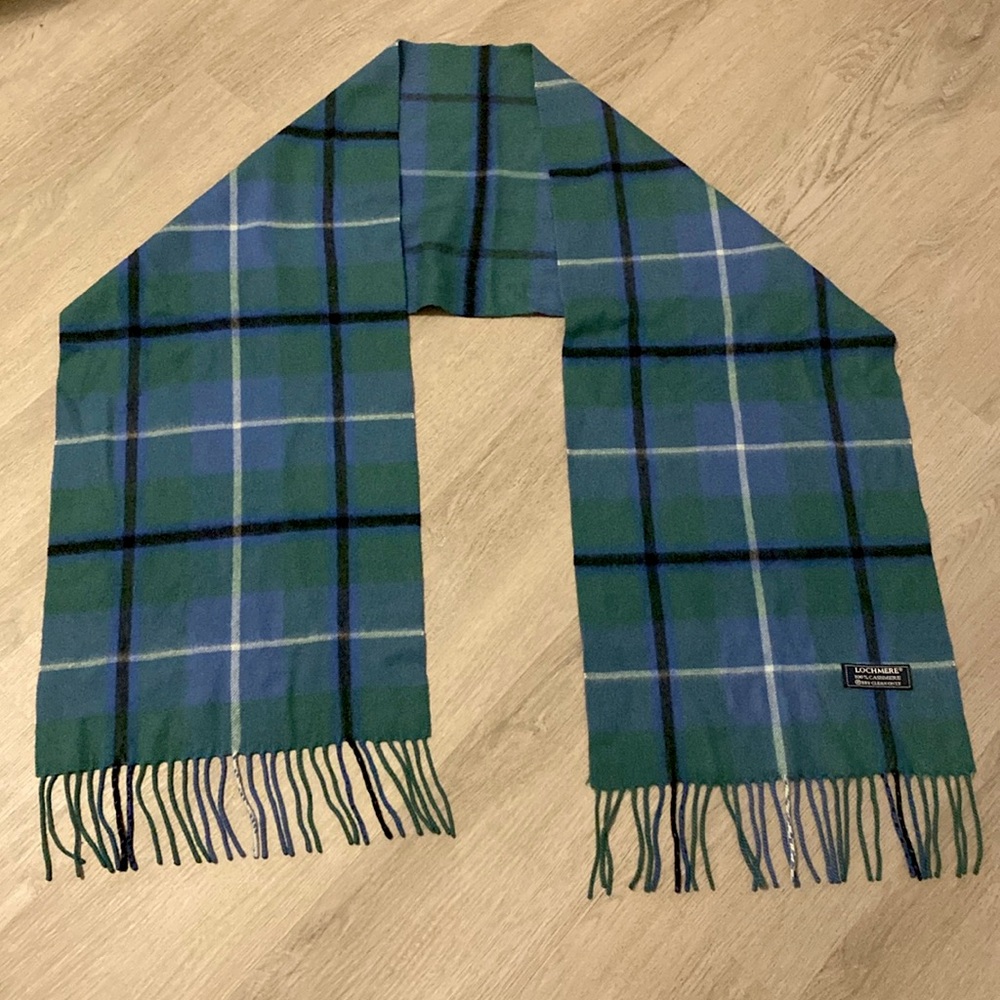 100% CASHMERE SCARF BLUE/BLACK